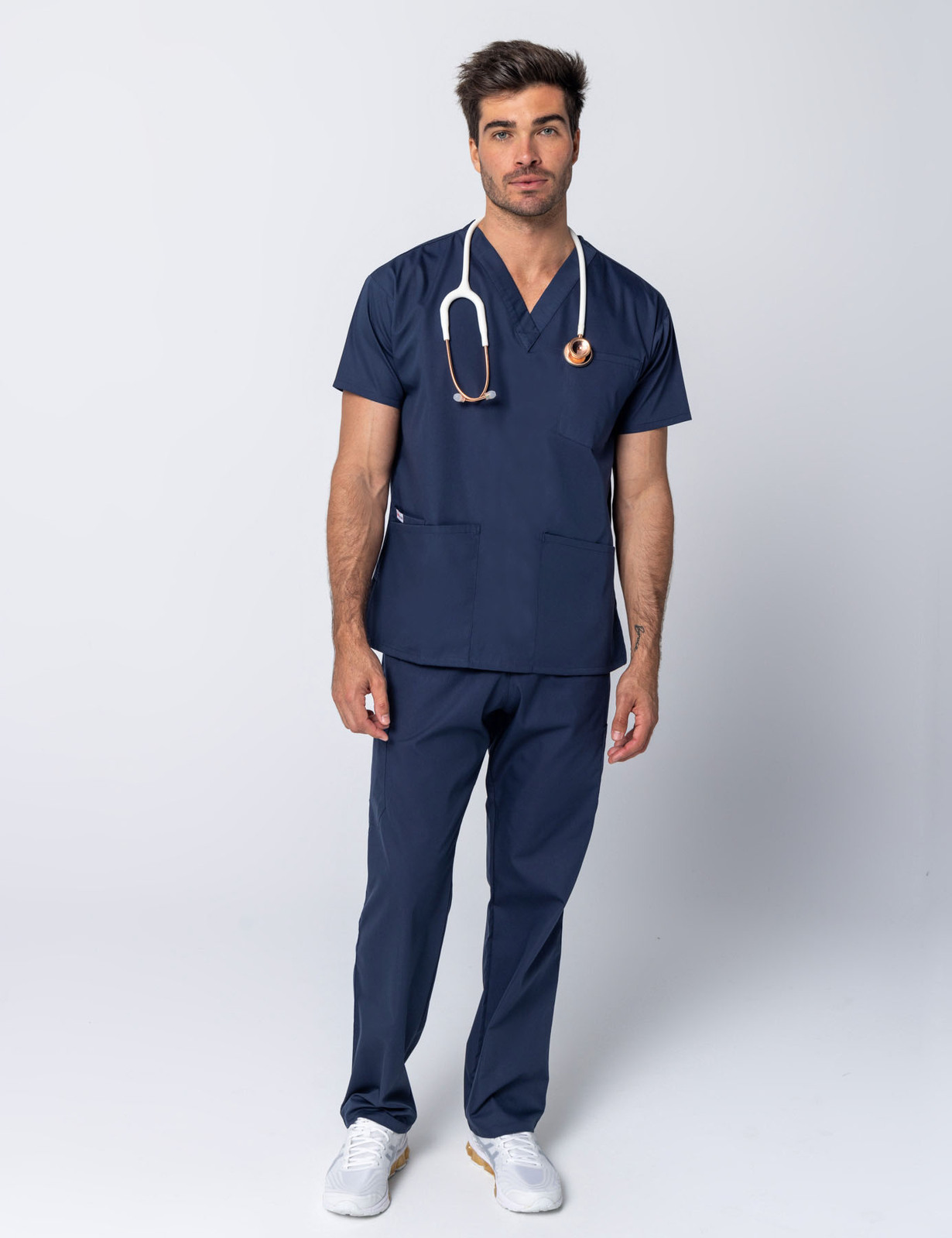 Men's 4 Pocket Scrub Top - Navy - Medium