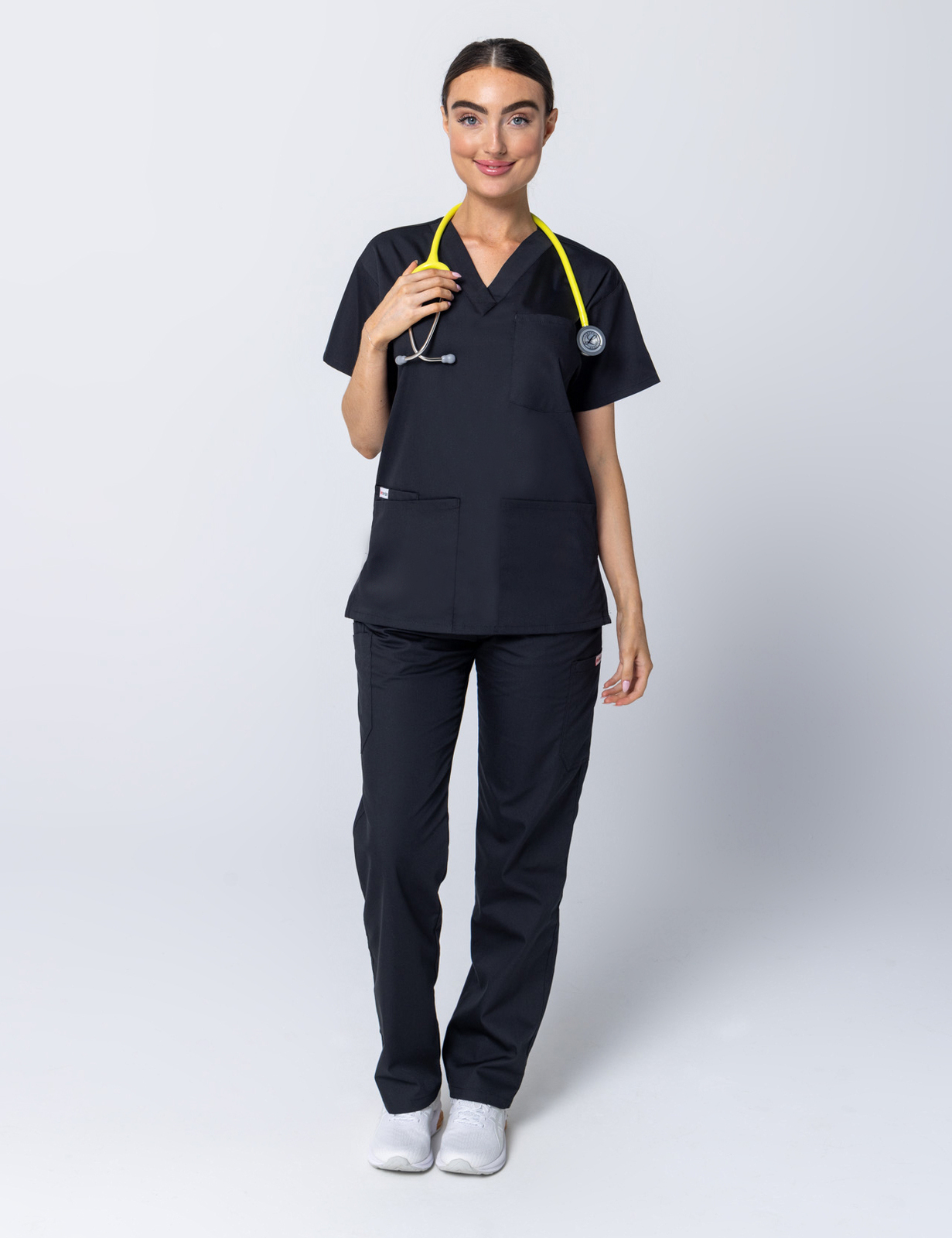 Women's 4 Pocket Scrub Top - Black - Small