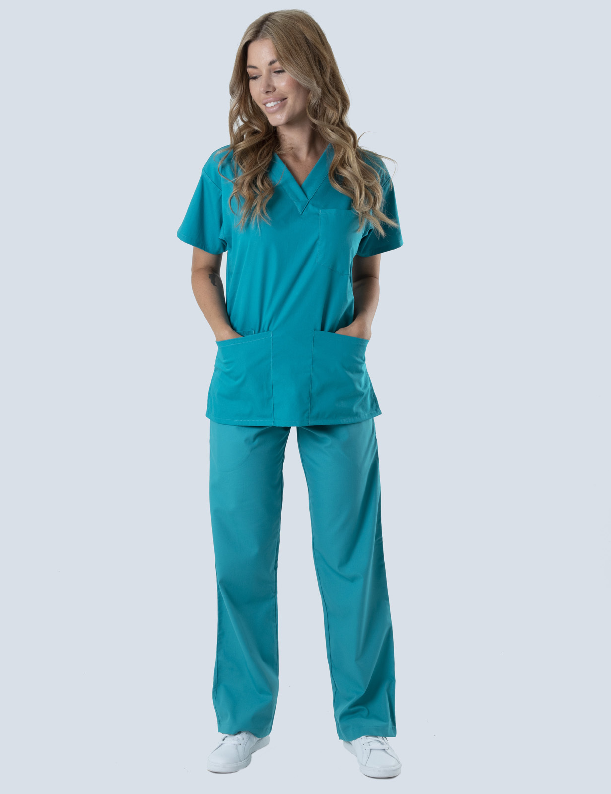 Women's 4 Pocket Scrub Top - Teal - Small