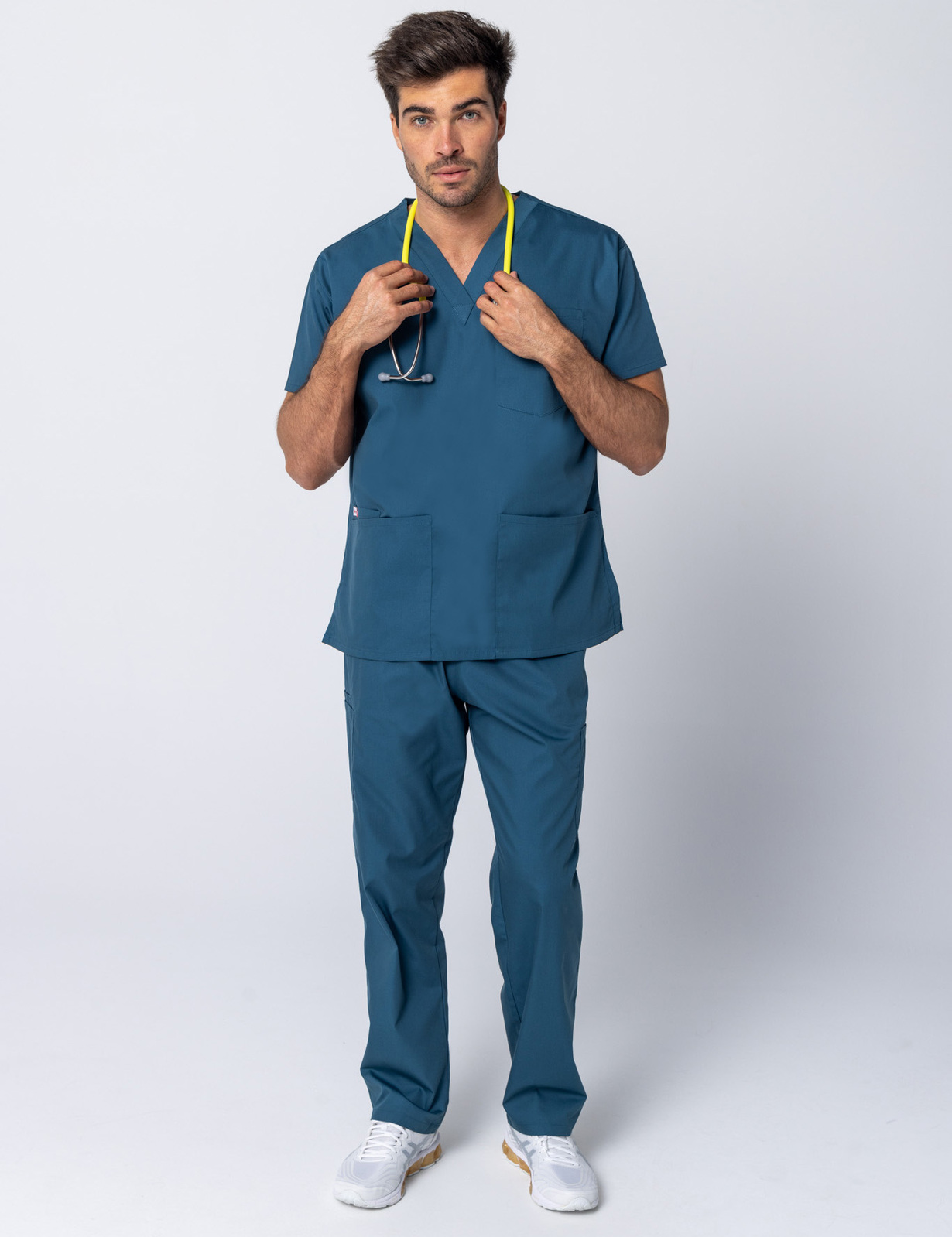 Men's 4 Pocket Scrub Top - Caribbean - Medium