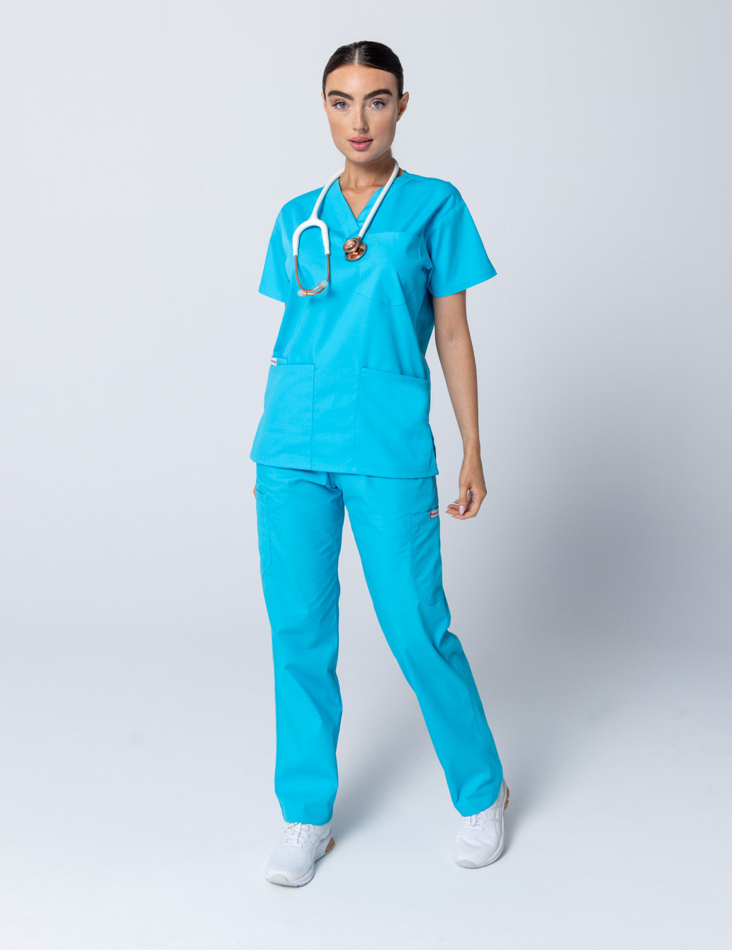 Women's 4 Pocket Scrub Top - Aqua - XX Small