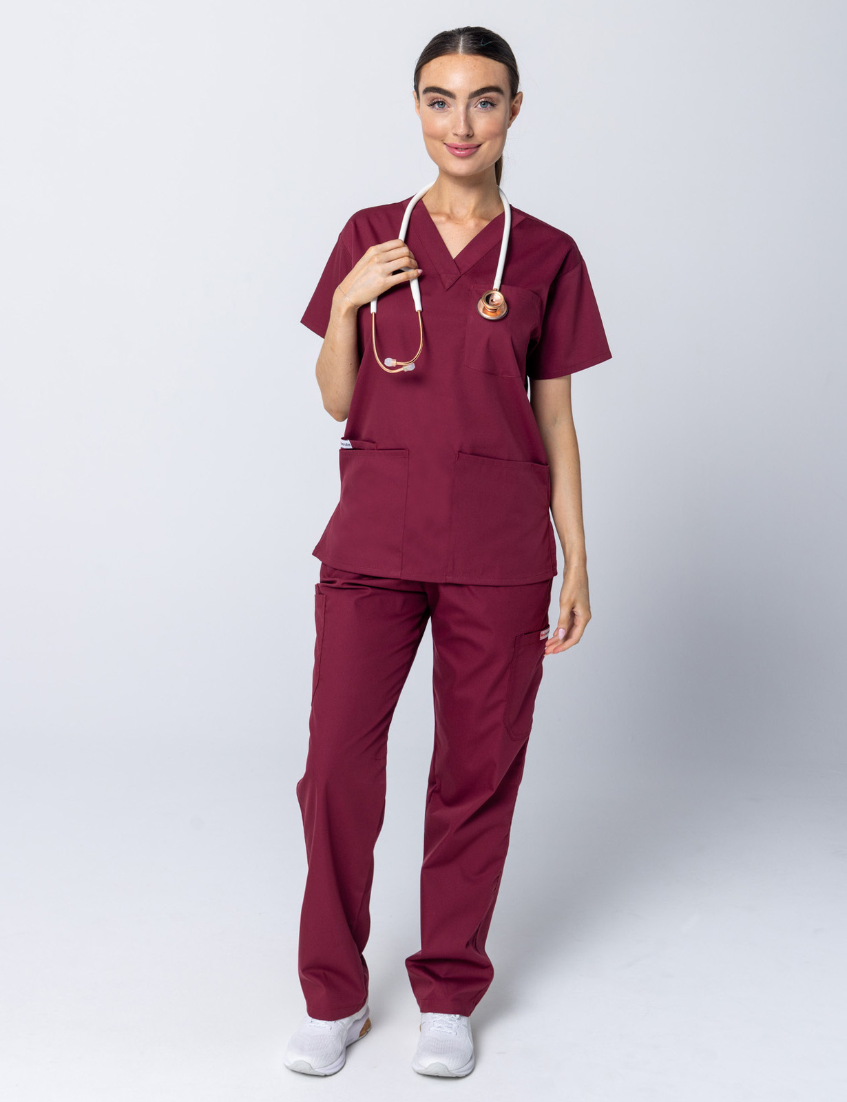 Women's 4 Pocket Scrub Top - Burgundy - X Large