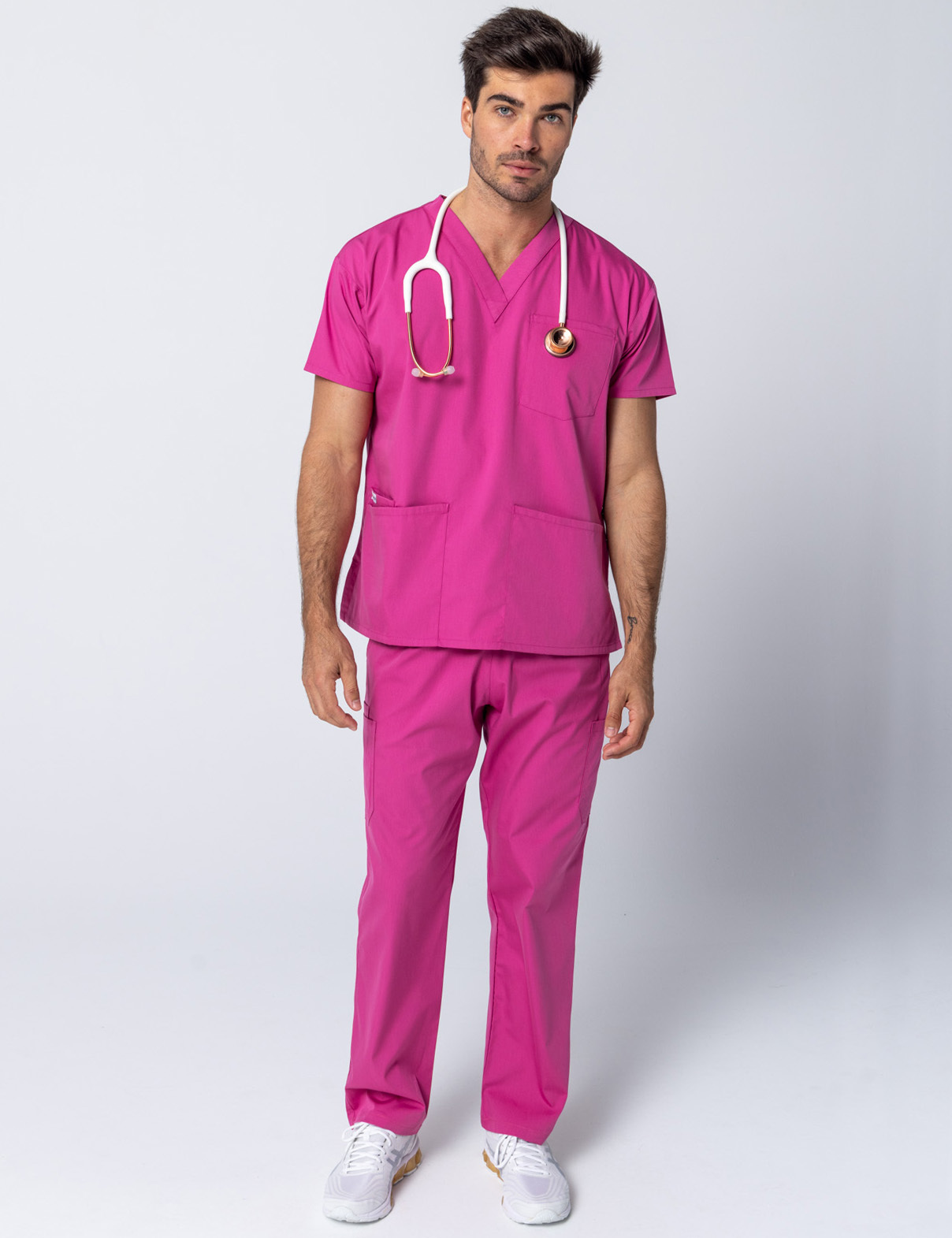 Men's 4 Pocket Scrub Top - Pink - 3X Large