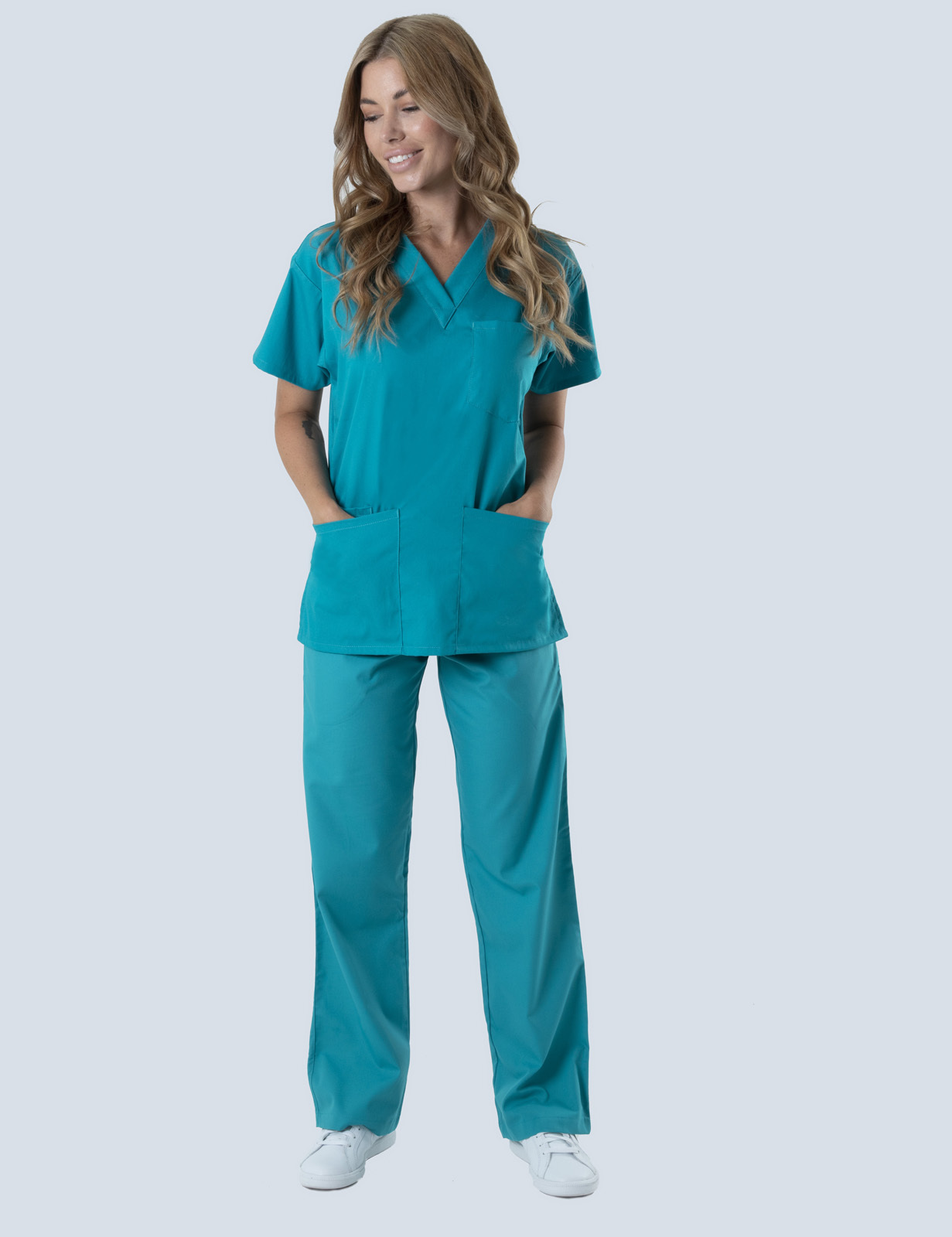 Women's Regular Cut Pants - Teal - Small