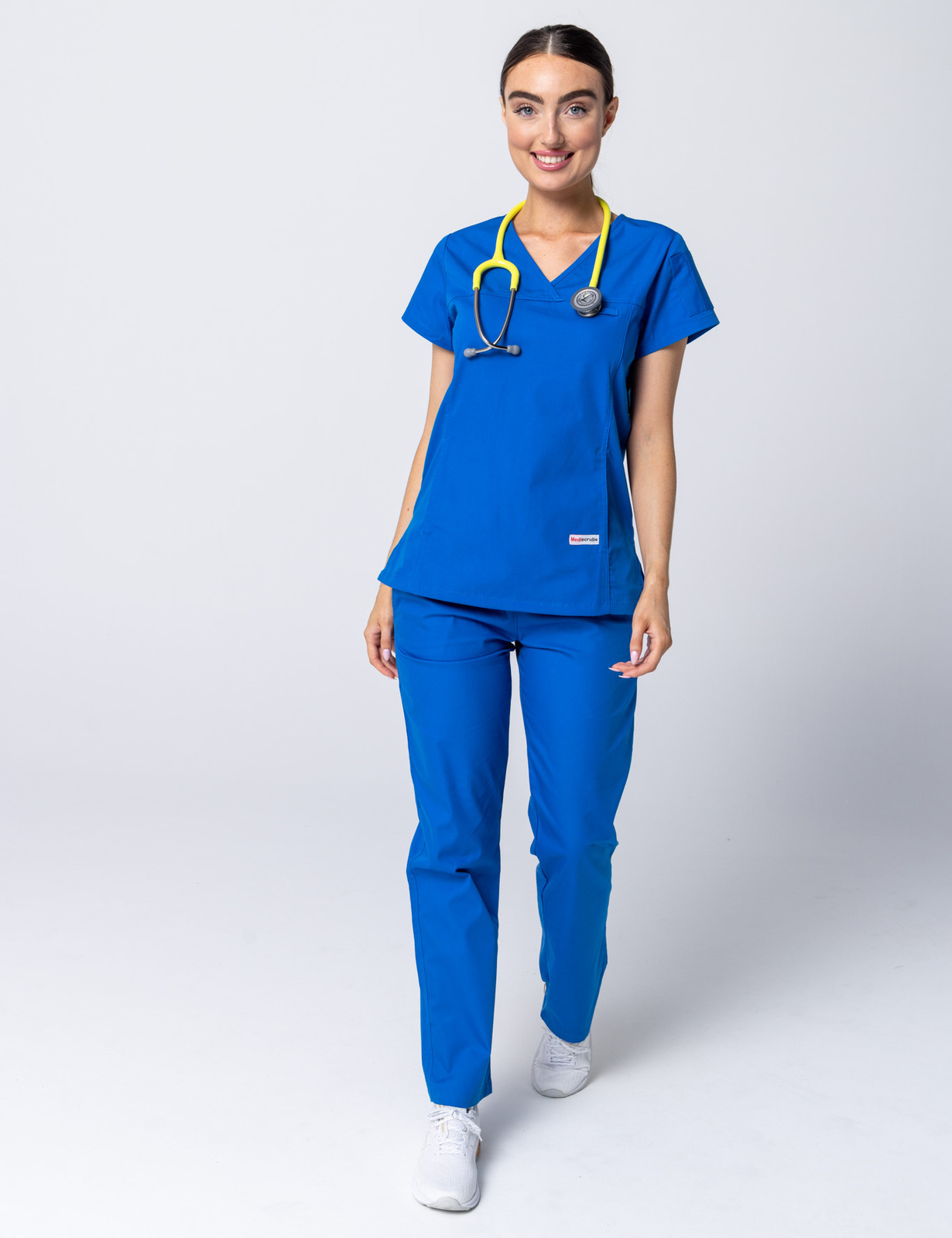 Women's Fit Solid Scrub Top - Royal - Small