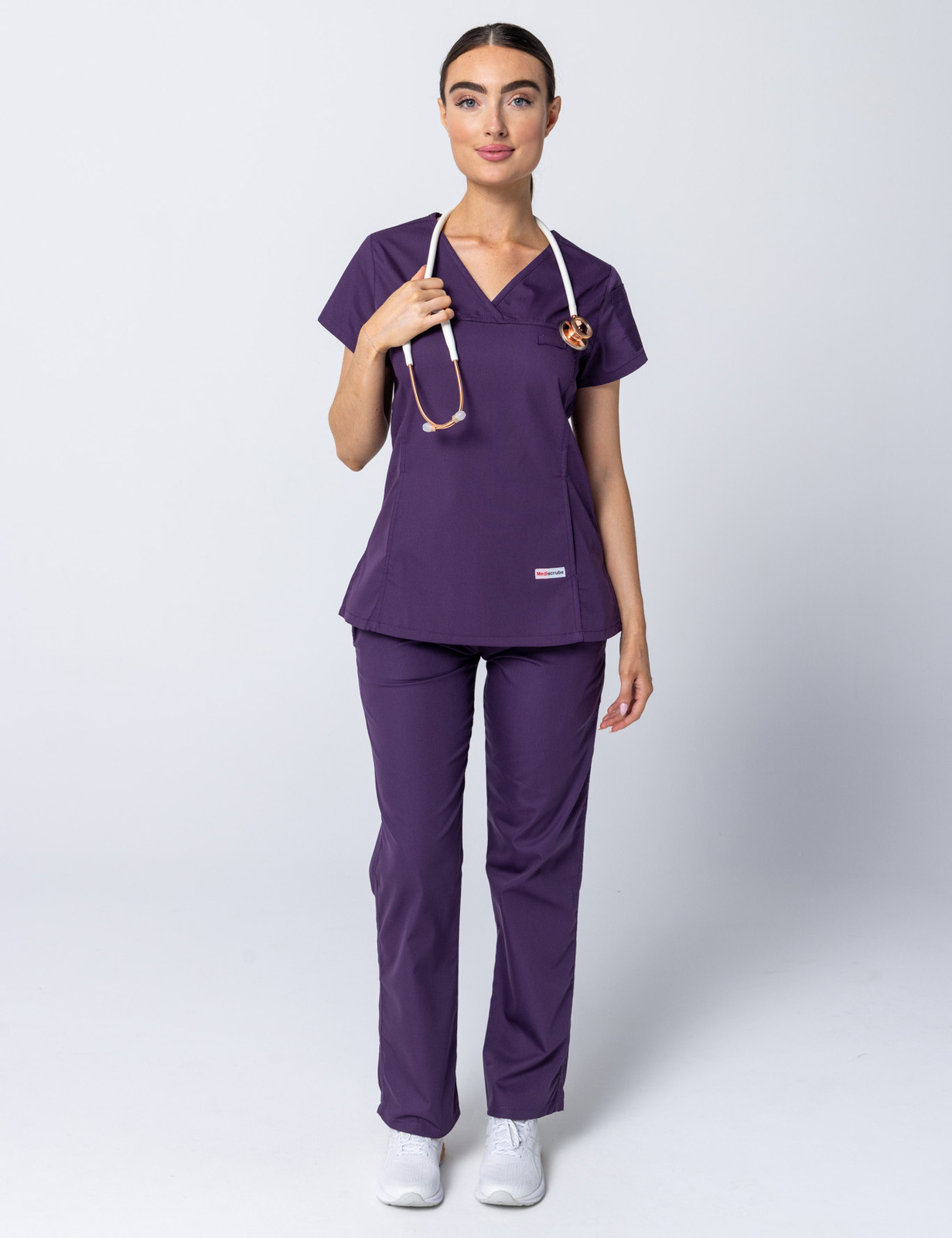 Women's Fit Solid Scrub Top - Aubergine - 2X Large