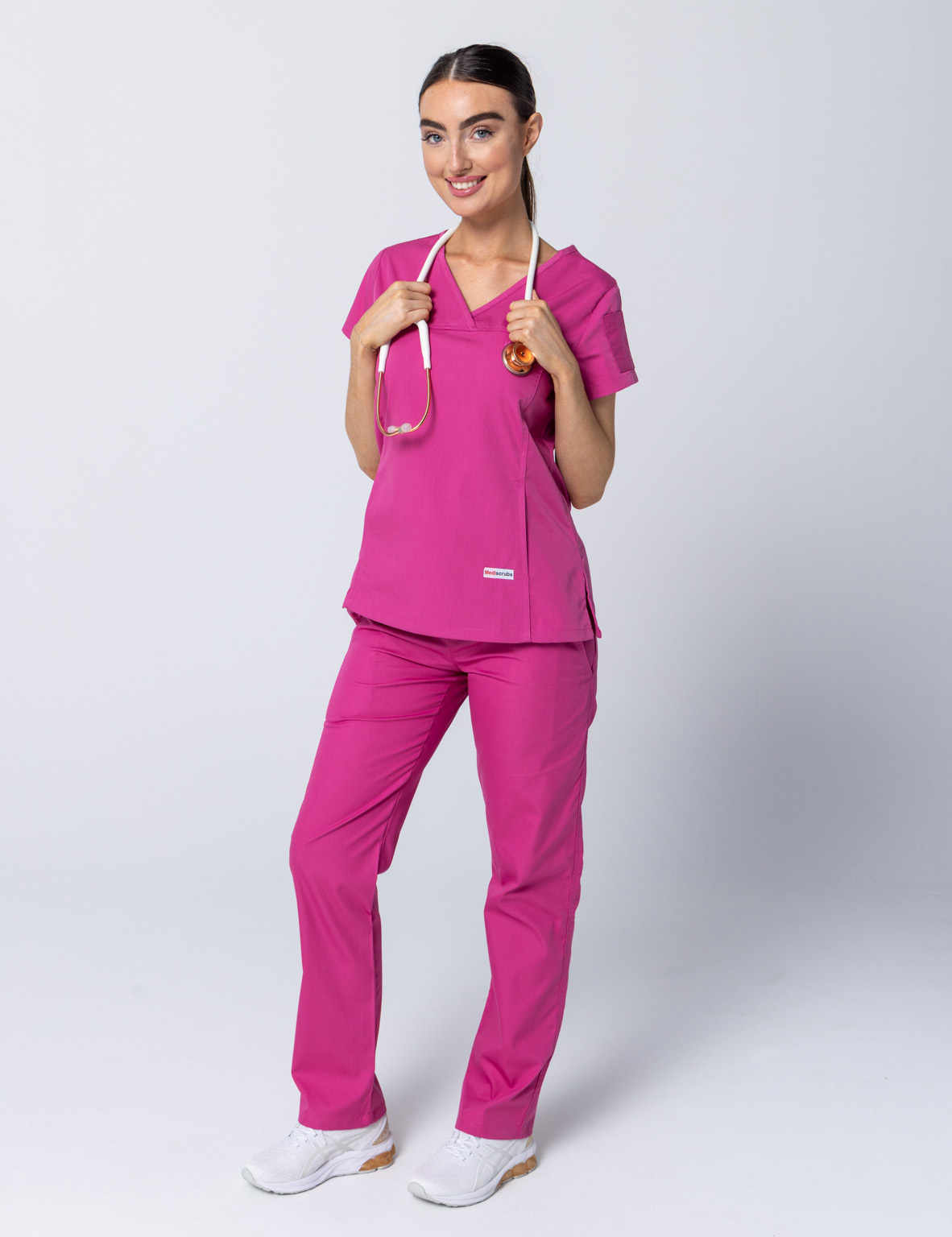 Women's Fit Solid Scrub Top - Pink - 2X Large