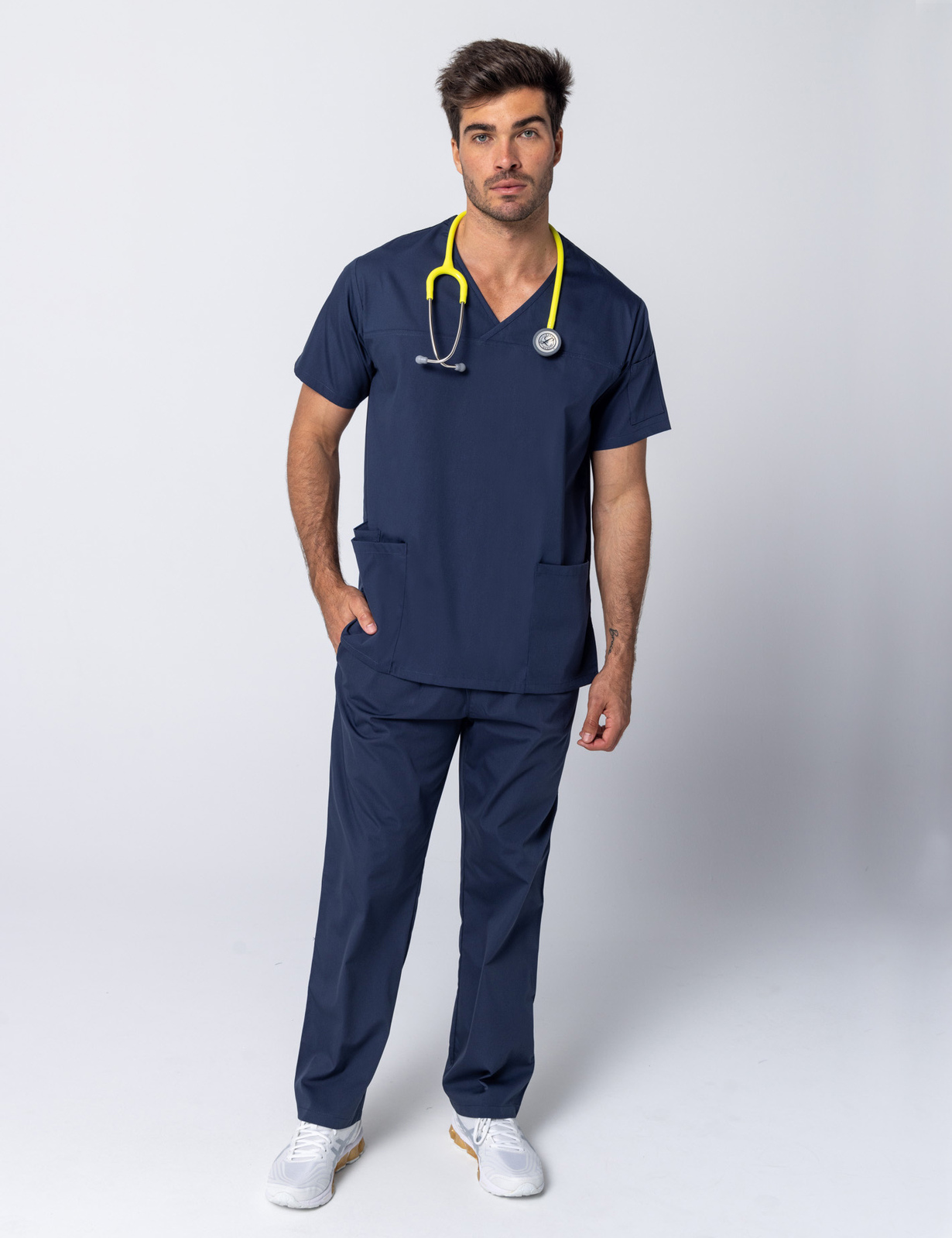 Men's Fit Solid Scrub Top - Navy - Small