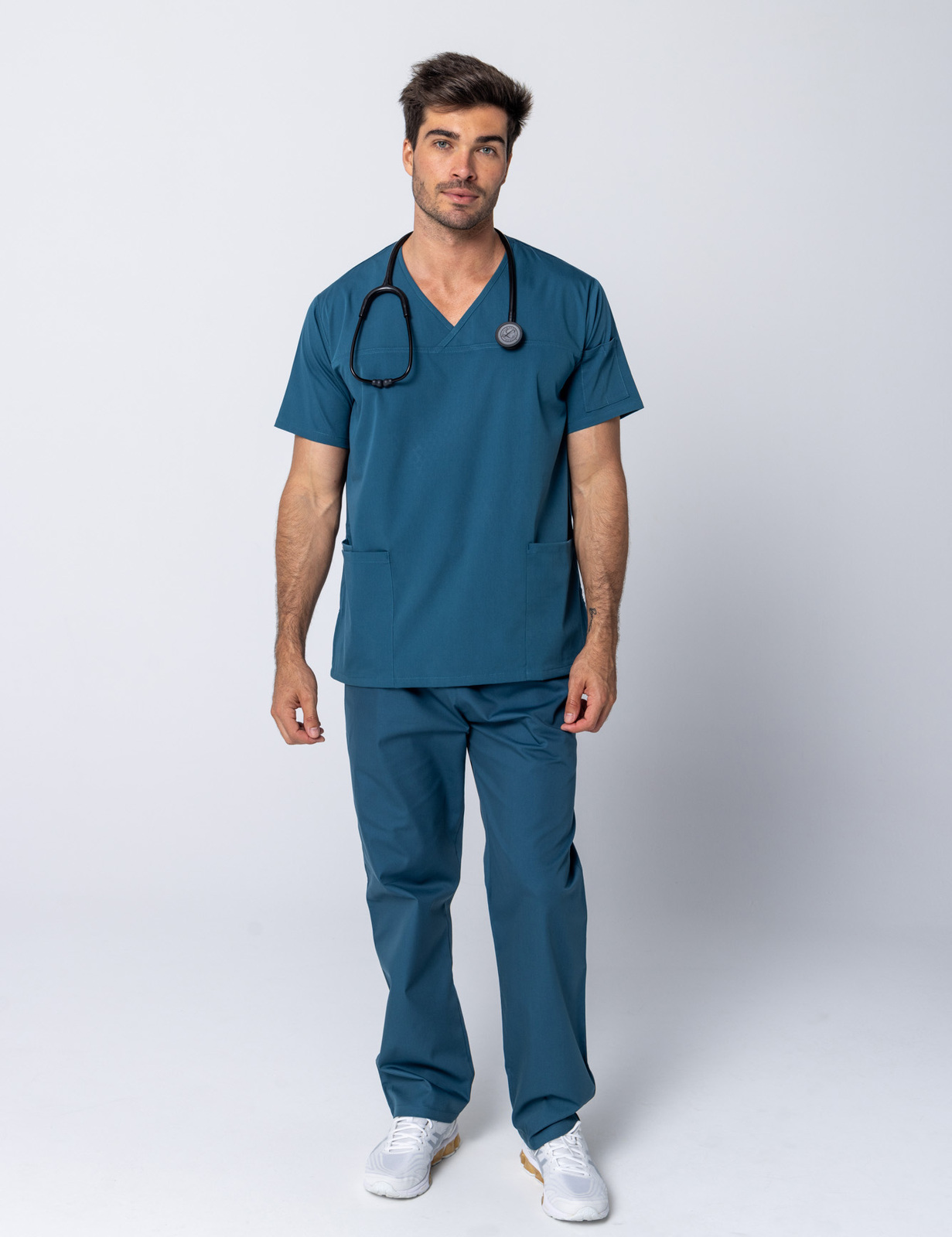 Men's Fit Solid Scrub Top - Caribbean - XX Small