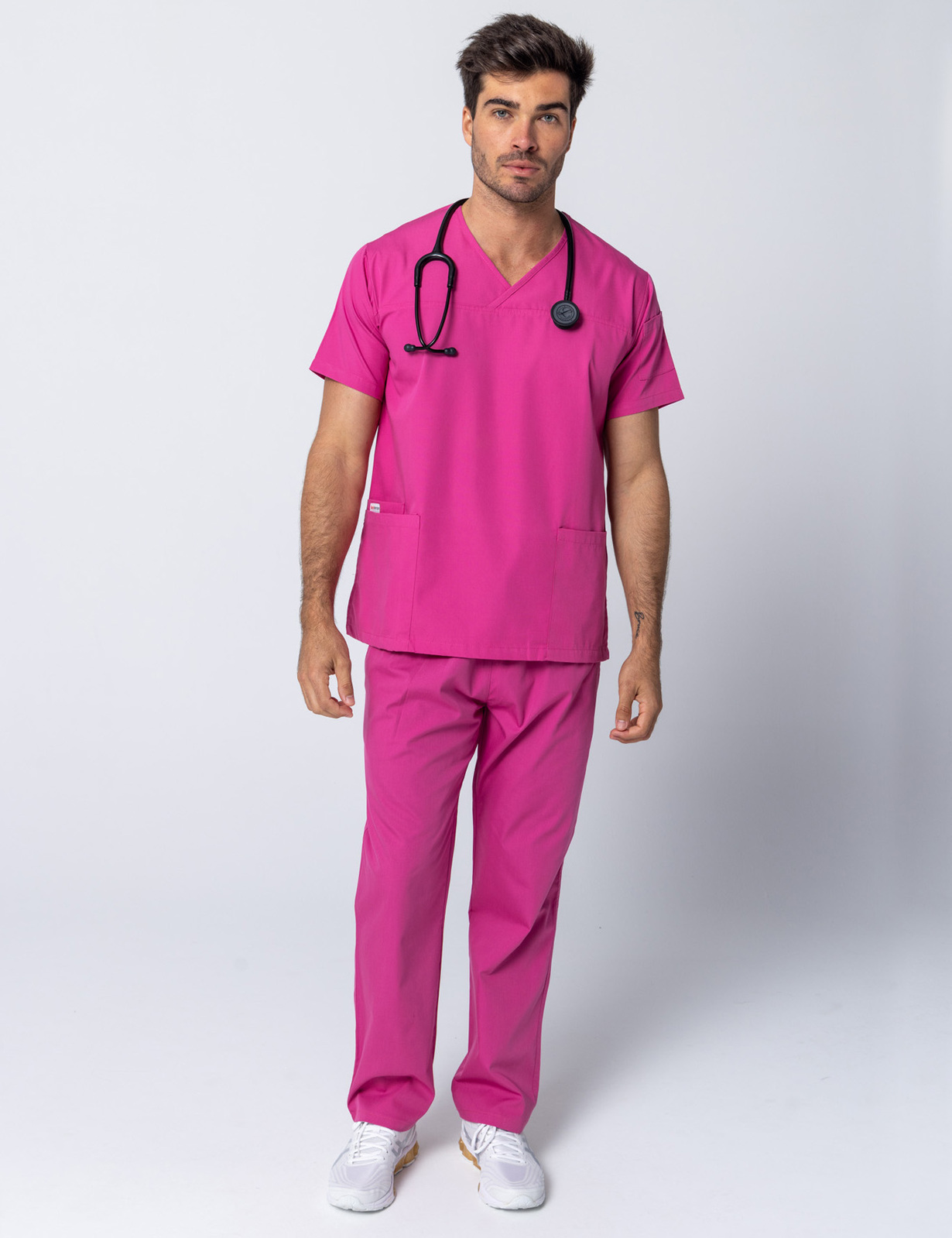 Men's Fit Solid Scrub Top - Pink - 2X Large