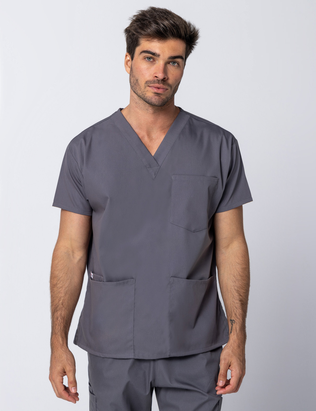 Steel Men's Grey Essentials Scrub Set