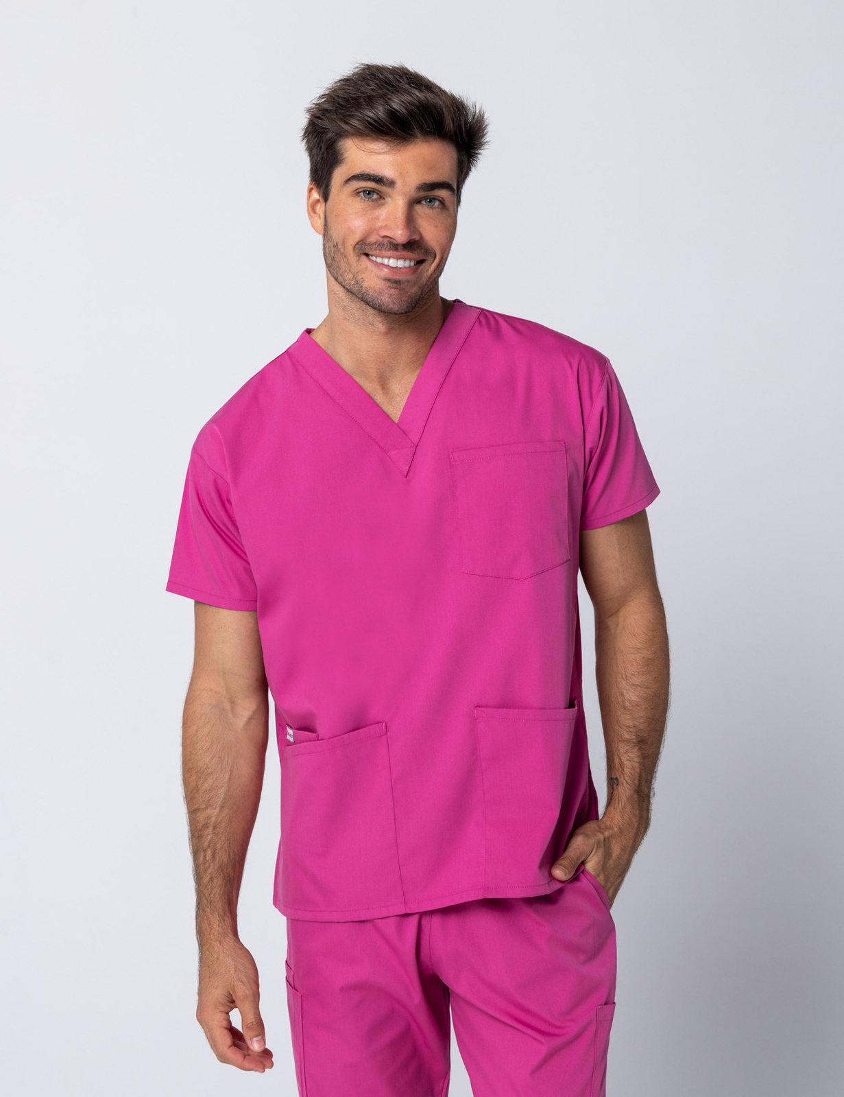 Pink Men's Essentials Scrub Set