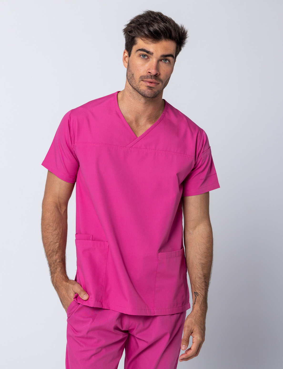 Pink Men's Fit Classic Scrub Set