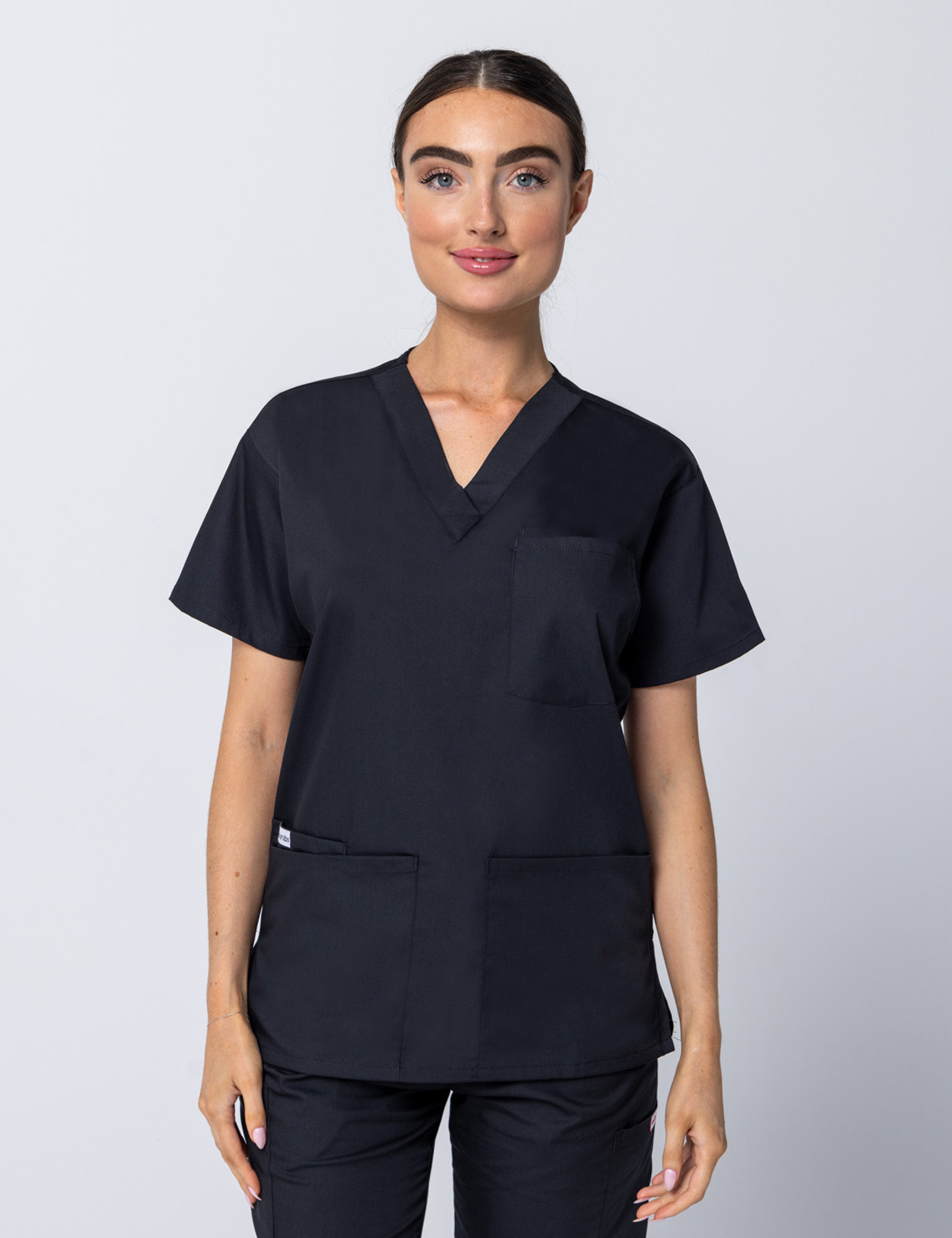 Women's 4 Pocket Scrub Top - Black - Small