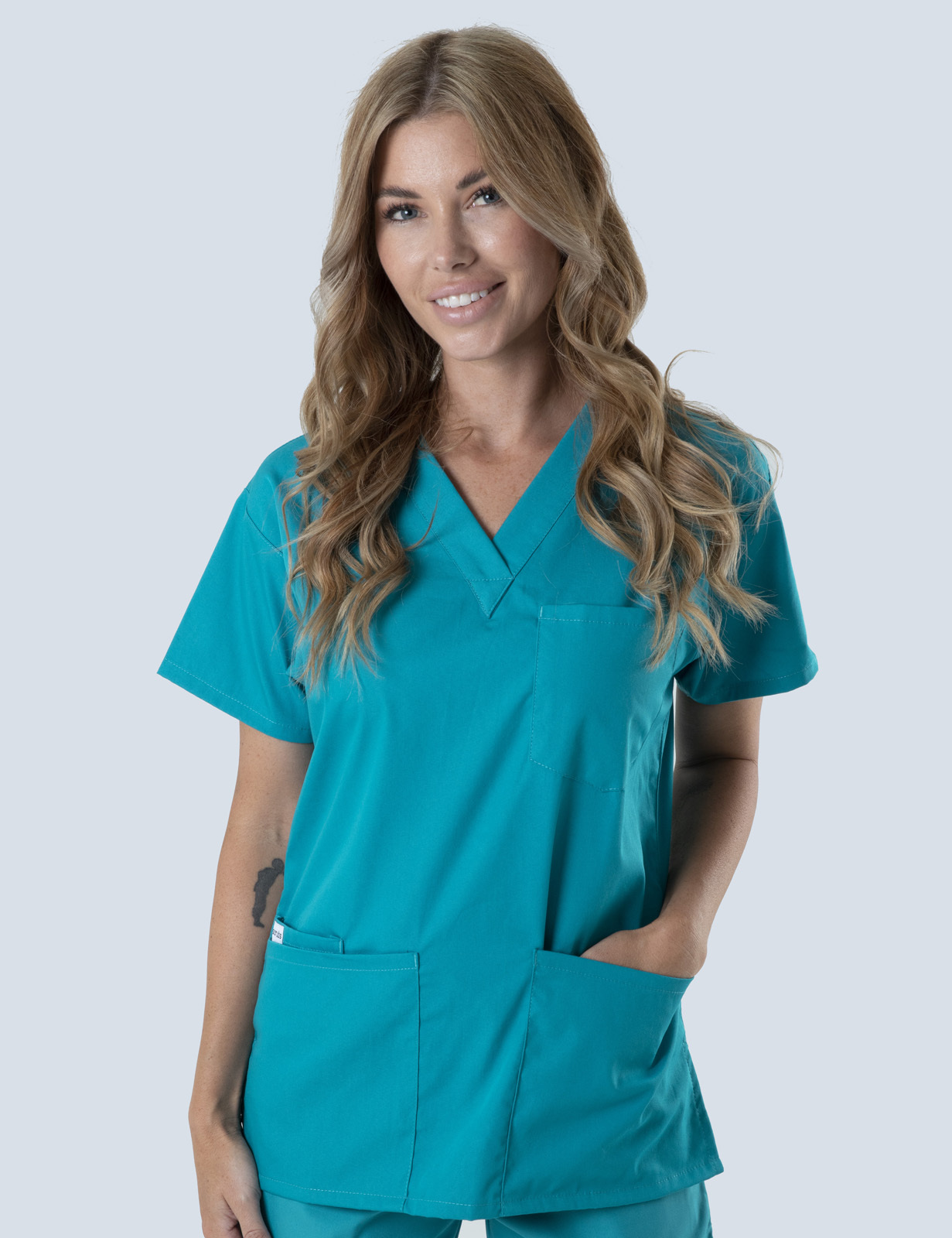 Women's 4 Pocket Scrub Top - Teal - Small