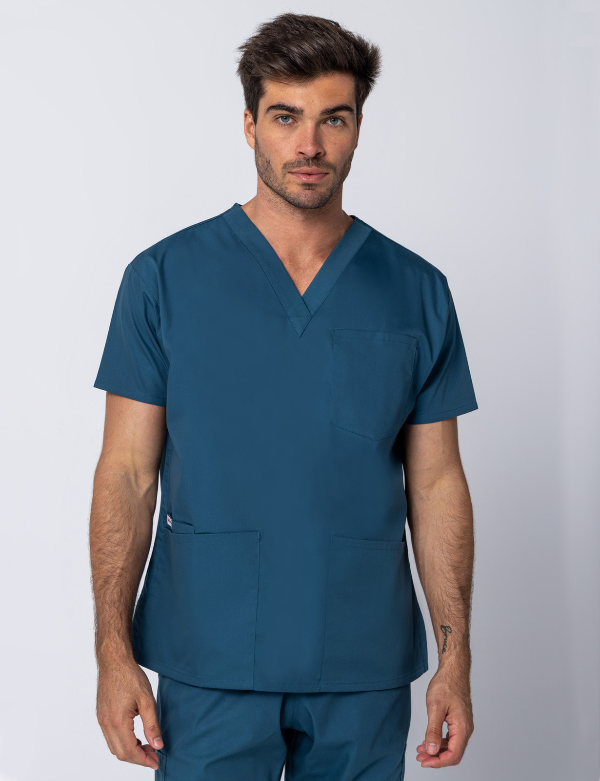 Men's 4 Pocket Scrub Top - Caribbean - XX Small