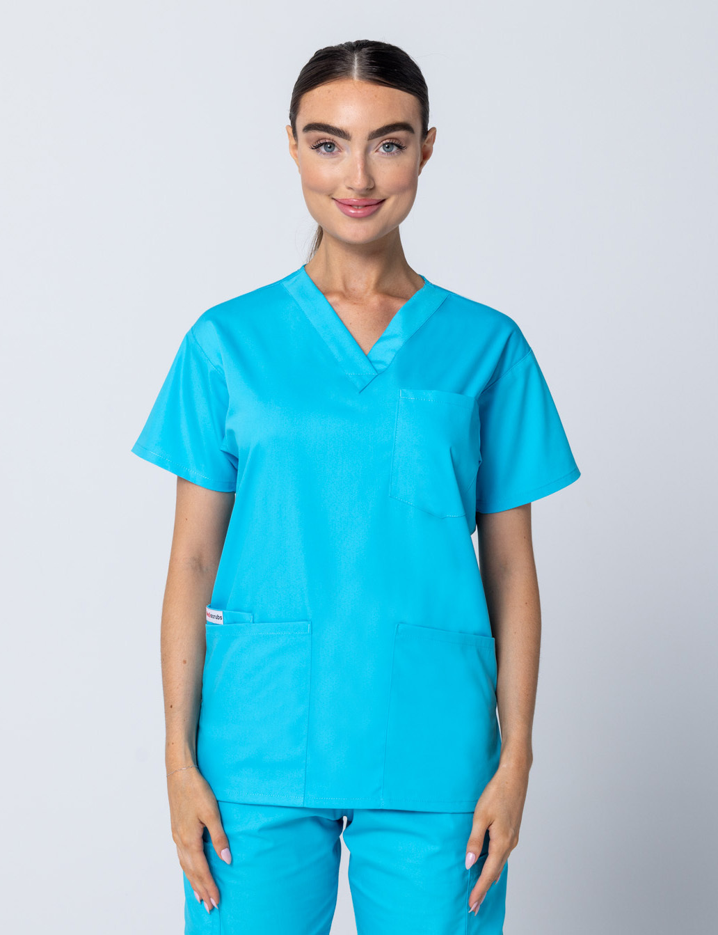 Women's 4 Pocket Scrub Top - Aqua - XX Small