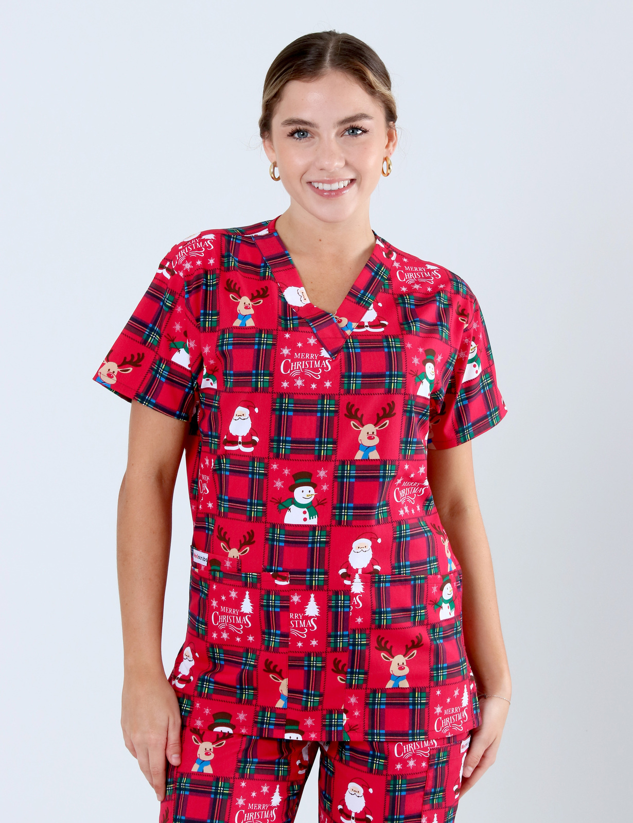 Peekaboo Tartan Classic Scrub Top