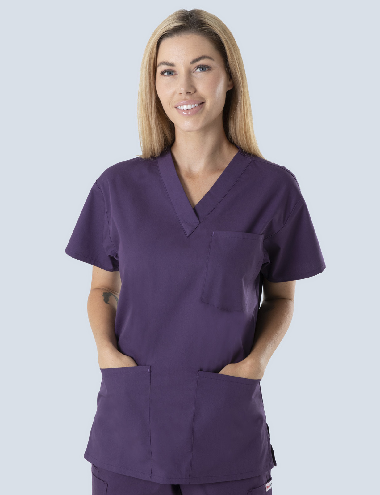 Queensland Children's Hospital Emergency Department Nurse Unit Manager Uniform Top Bundle  (4 Pocket Top  in Aubergine incl Logos)