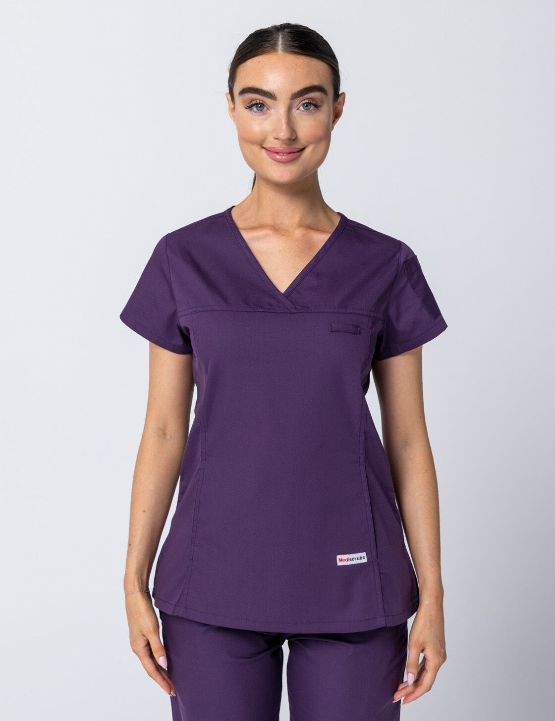 QEII Jubilee Hospital Pharmacy Department - Women's Fit Solid Top in Aubergine - Bundle Incl Logos