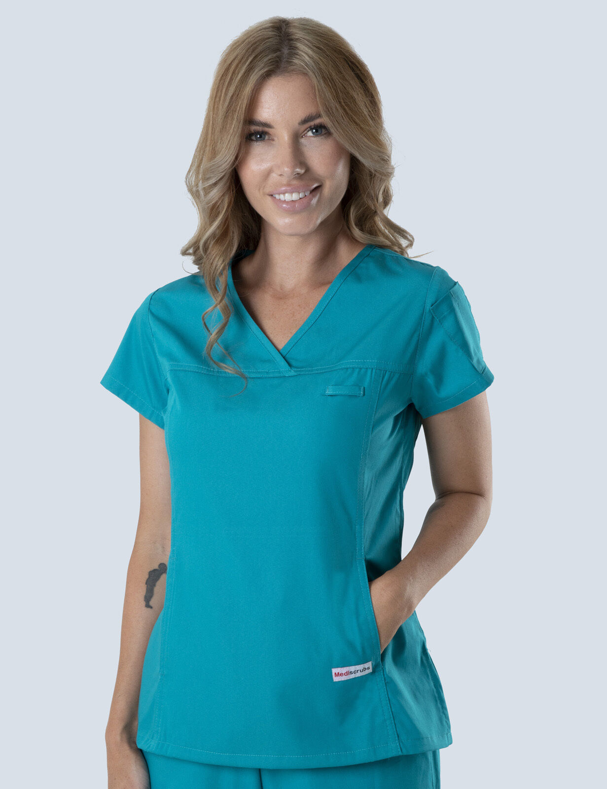 QEII Jubilee Hospital Pharmacy Department - Women's Fit Solid Top in Teal - Bundle Incl Logos