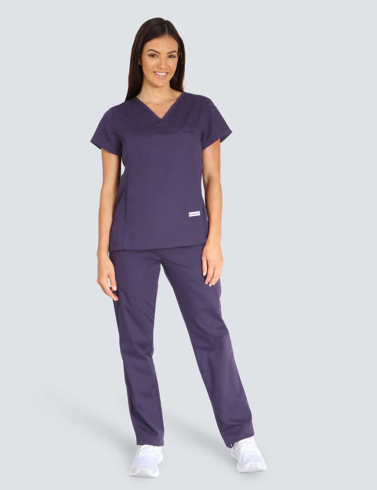 Toowoomba Hospital Pharmacist Uniform Set Bundle (Women's Fit Solid Top and Cargo Pants in Aubergine incl Logo)