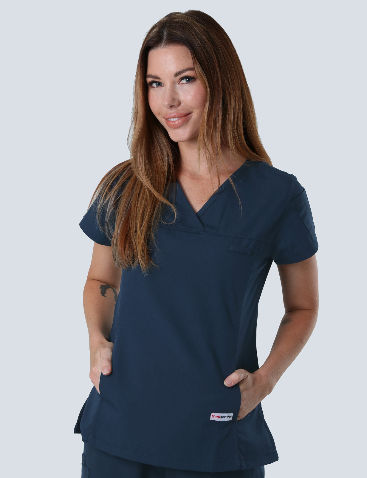 Nurses - Women's Fit Solid Scrub Top in Navy