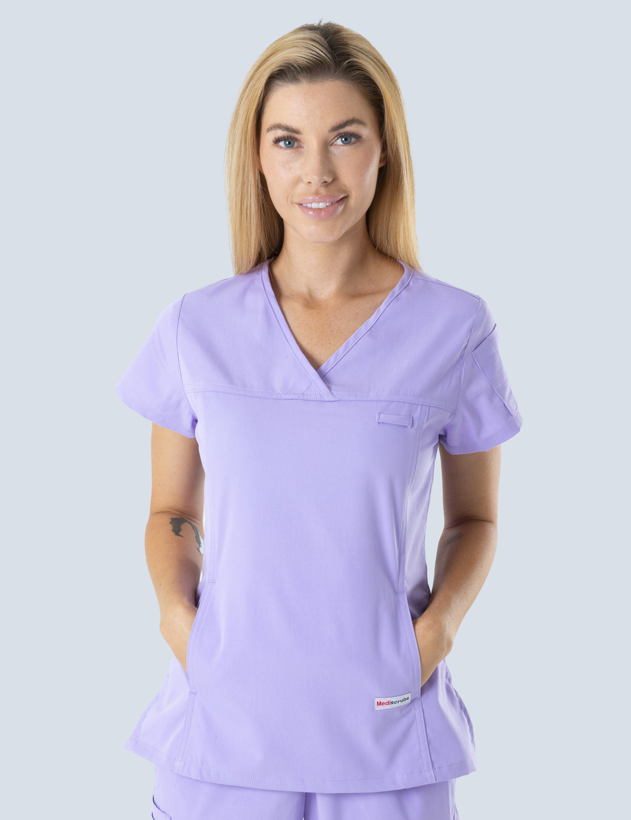 Oral Health Therapists & Dental Hygienists - Women's Fit Solid Scrub Top in Lilac