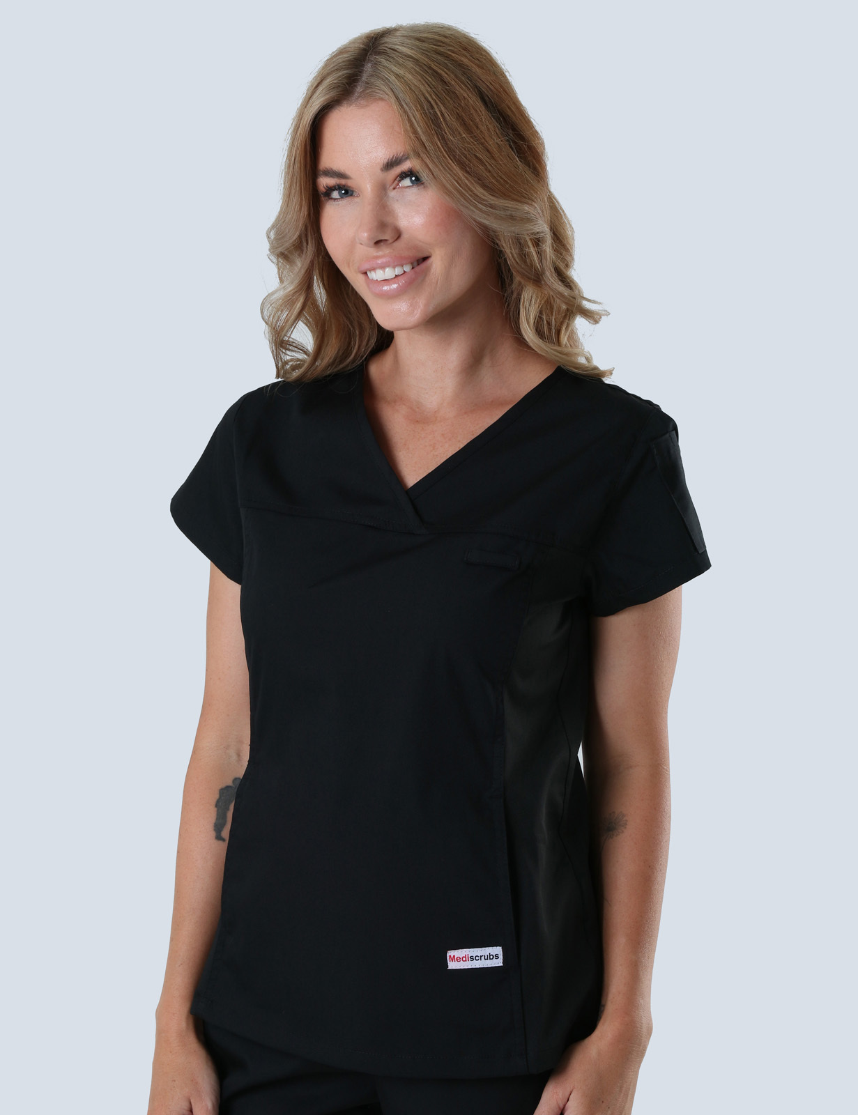 Logan Hospital - Medical Imaging Sonographer (Women's Fit Spandex Scrub Top and Cargo Pants in Black incl Logos)