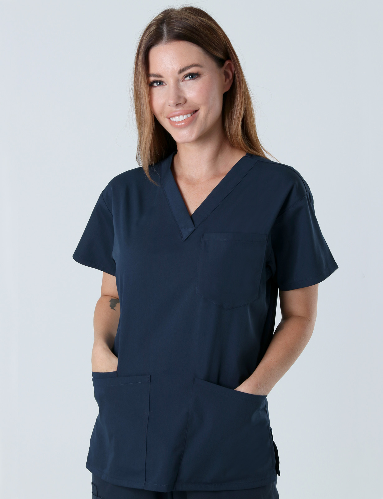 Peninsula Health - AAAU Nurse (4 Pocket Scrub Top in Navy incl Logos)