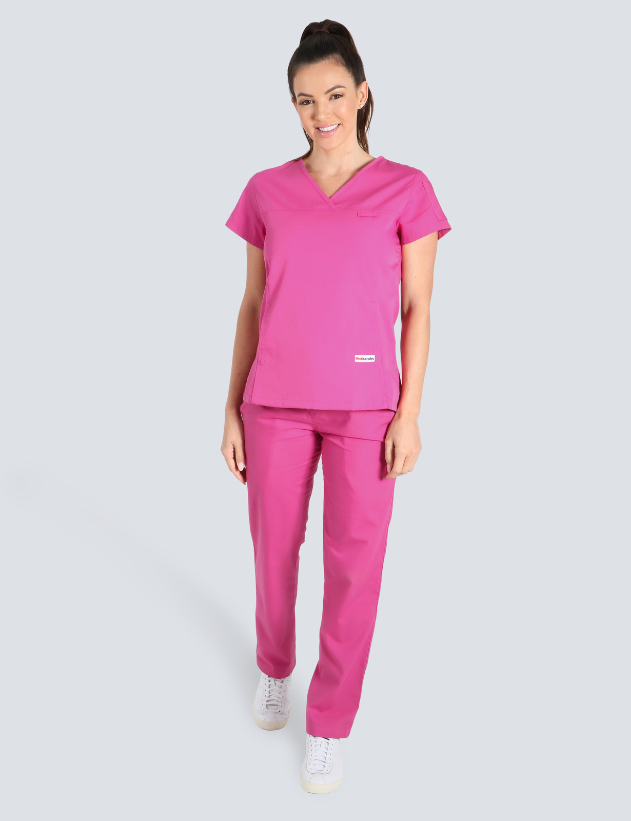 Children's Hospital Melbourne - ED (Women's Fit Solid Scrub Top and Cargo Pants in Pink incl Logos)