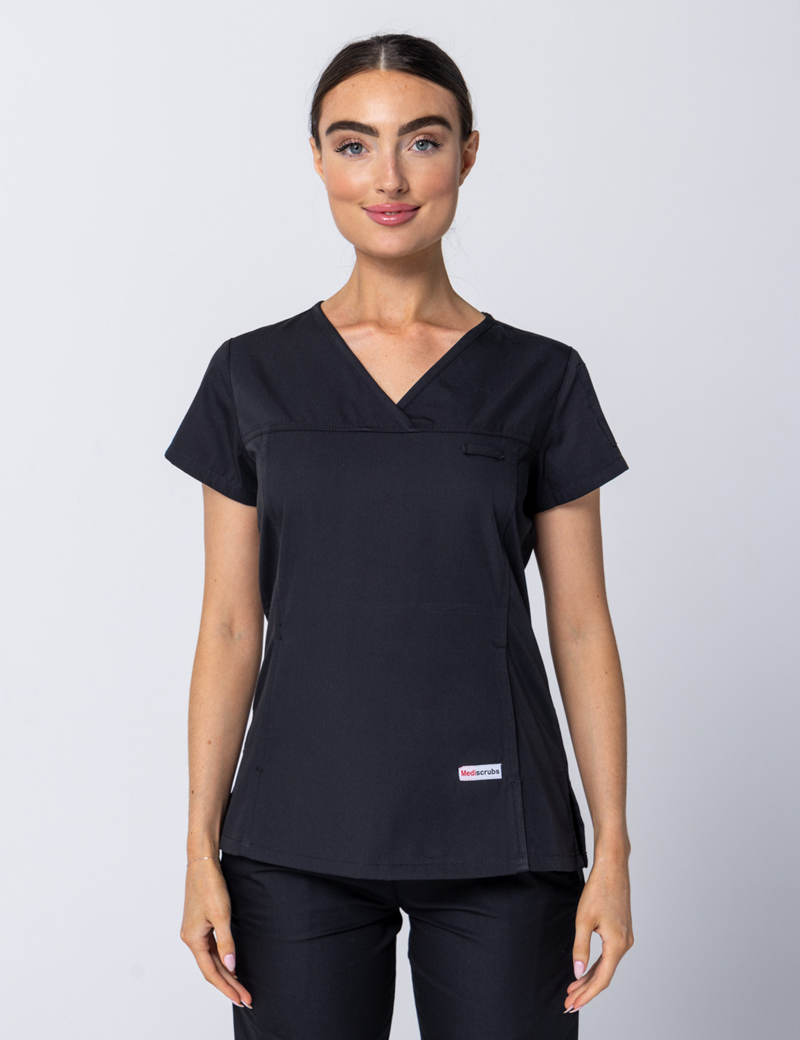 Women's Fit Solid Scrub Top - Black - Small