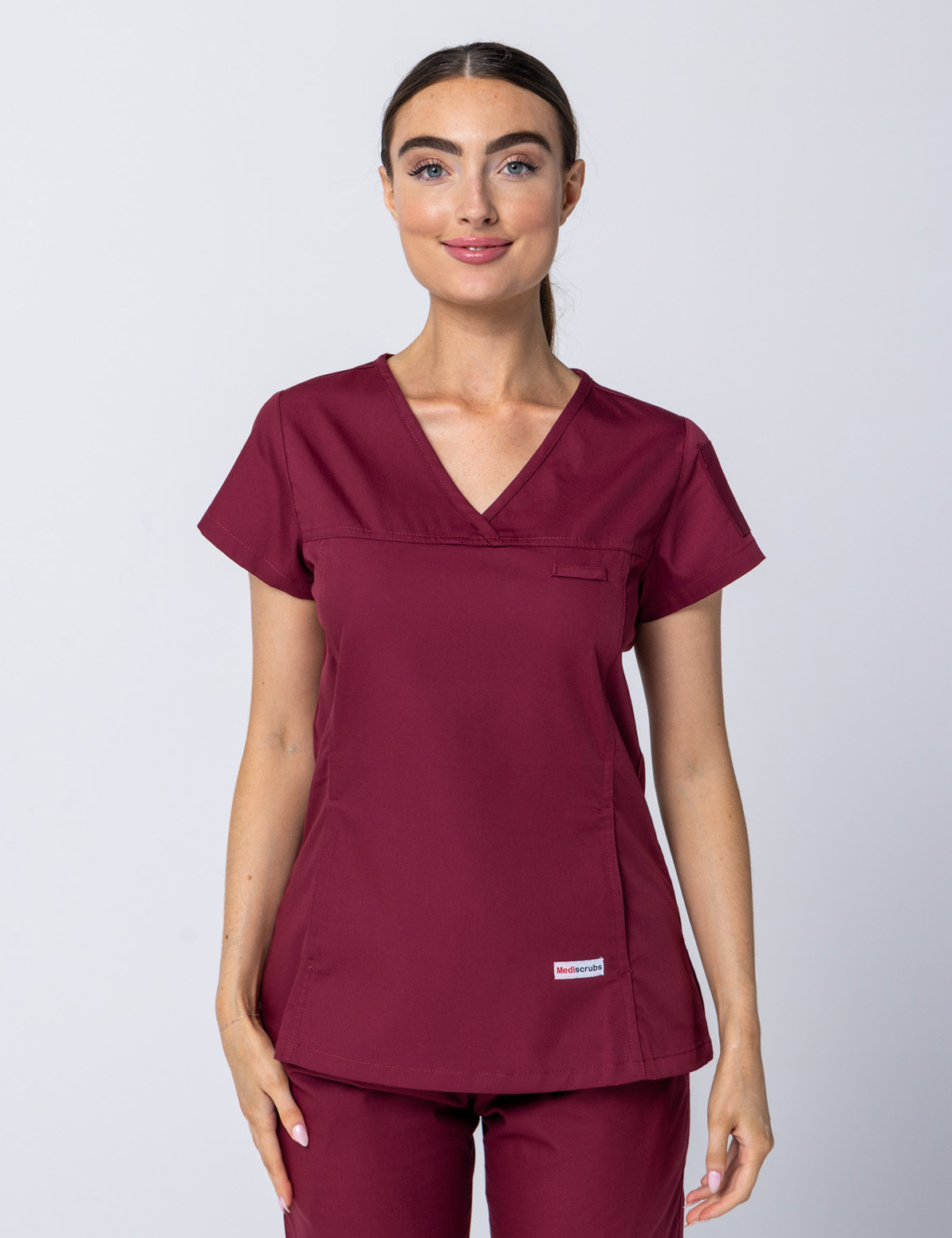 Women's Fit Solid Scrub Top - Burgundy - X Large