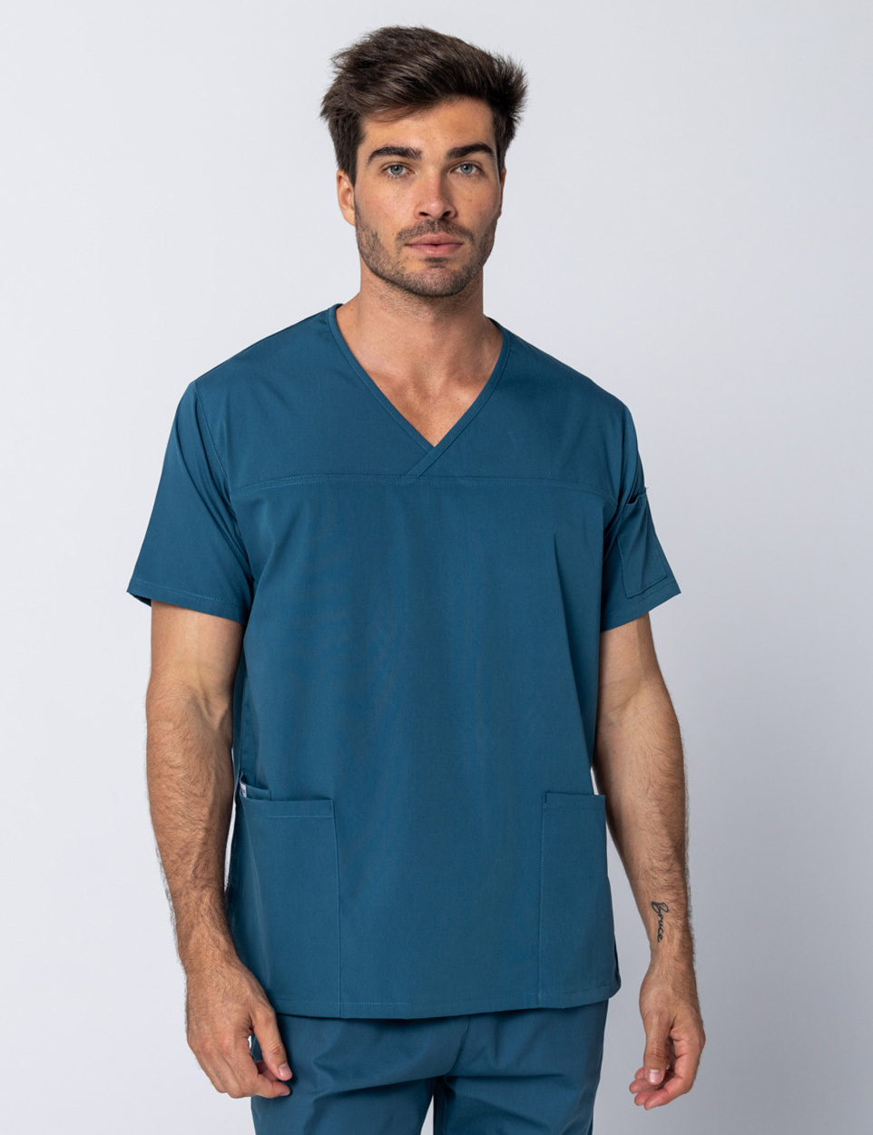 Men's Fit Solid Scrub Top - Caribbean - Medium