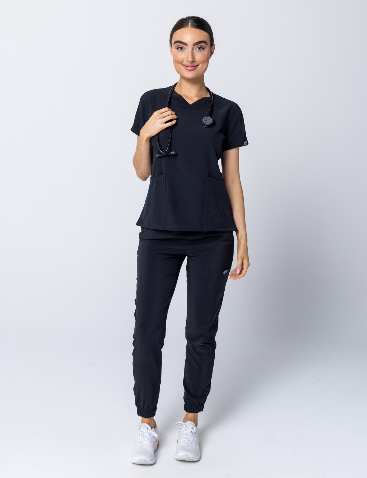 Tuxedo Black Women's Anon Jogger Scrub Set